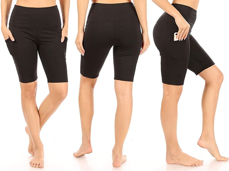 Yoga Band Bermuda Biker Shorts w/ Pockets