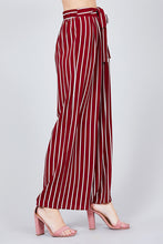 Wide Leg Stripped Crepe Pants - Red & White