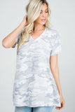 Gray Camo Soft Stretch Terry V-Neck Tee