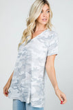 Gray Camo Soft Stretch Terry V-Neck Tee