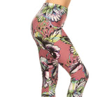Mauve Floral Print Capri Leggings