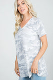 Gray Camo Soft Stretch Terry V-Neck Tee