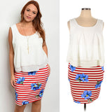 You Look Like the Fourth of July Dress Striped Floral Bodycon w/ Layered Chiffon