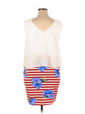 You Look Like the Fourth of July Dress Striped Floral Bodycon w/ Layered Chiffon