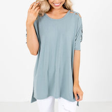 Criss Cross Lattice Shoulder Half Sleeve Side Split Hi - Low Hem Oversized Top