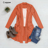 Women's Long Sleeve Open Front Cardigan with Pockets Casual Layering Jersey Knit Duster