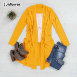 Women's Long Sleeve Open Front Cardigan with Pockets Casual Layering Jersey Knit Duster