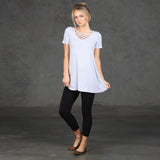 Lattice Front Cage Short Sleeve Top