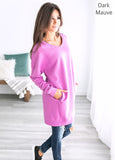 Oversized Loose Fit V-Neck Tunic Sweatshirt