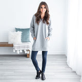 Oversized Loose Fit V-Neck Tunic Sweatshirt