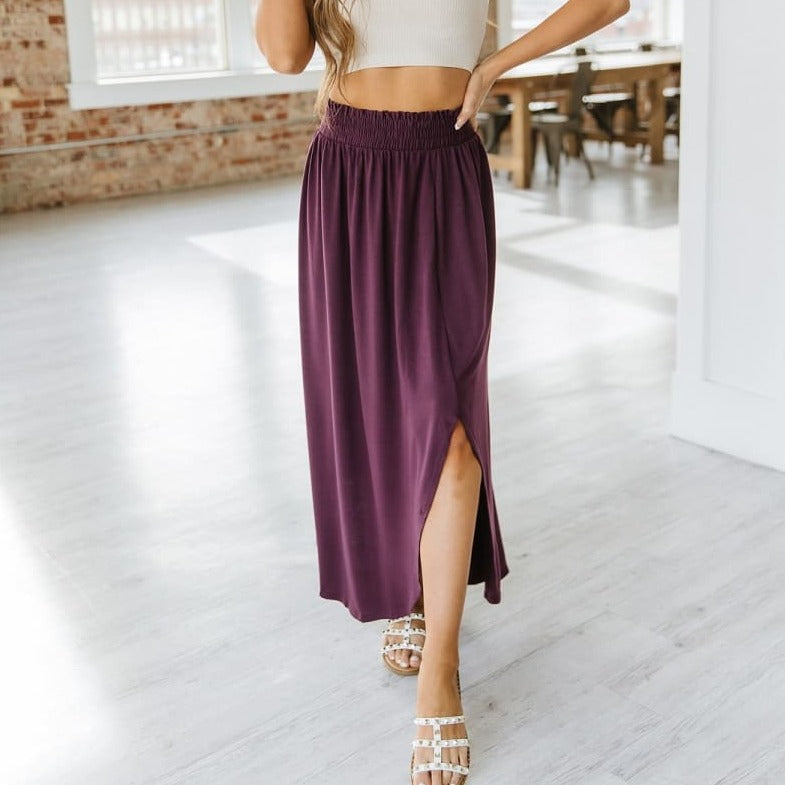 Side Slit Maxi Skirt with Pockets