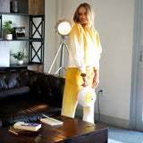 Cotton Ombre Dip Dye French Terry Long Sleeve Top Wide Leg Lounge Pants w/ Pockets Tracksuit SET - Yellow