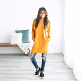 Oversized Loose Fit V-Neck Tunic Sweatshirt