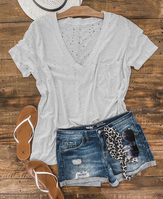 Distressed Boyfriend Cotton Tee