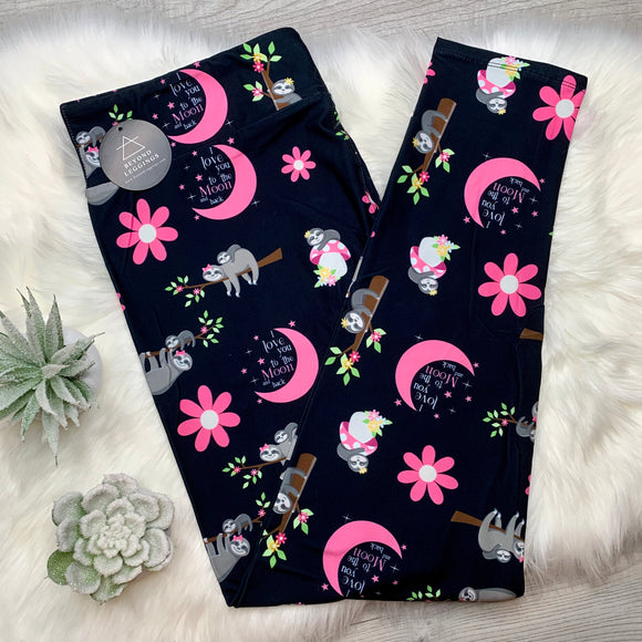 To The Moon & Back Sloth Leggings
