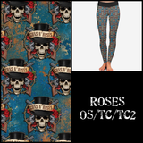 Rock 'n' Roll Rebellion Guns N' Roses Turquoise Distressed Print Leggings