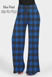 Blue Buffalo Plaid - High Waisted Wide Leg Hybrid Leggings/Pants w/ Pockets