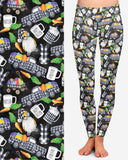 Happy Easter B&W Checker Plaid Patterned Gnomes Print Leggings - Peep Peep