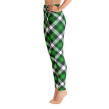 Green & White Checkered Tartan Plaid Print Soft Leggings - St. Patricks Day