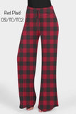 Red Buffalo Plaid - High Waisted Wide Leg Hybrid Leggings/Pants w/ Pockets