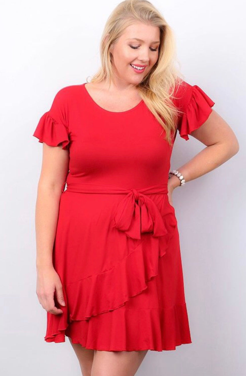 Ruffle Wrap Midi Dress