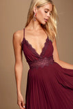 Lace and Chiffon Long Dress with Spaghetti Straps