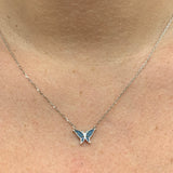 Micro Butterfly Necklace & Earring .925 Gold Plated CZ – 7 Colors – 16"+1.5" .925 Sterling Silver