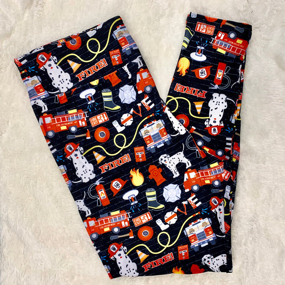 Fire Station Print Kids Leggings