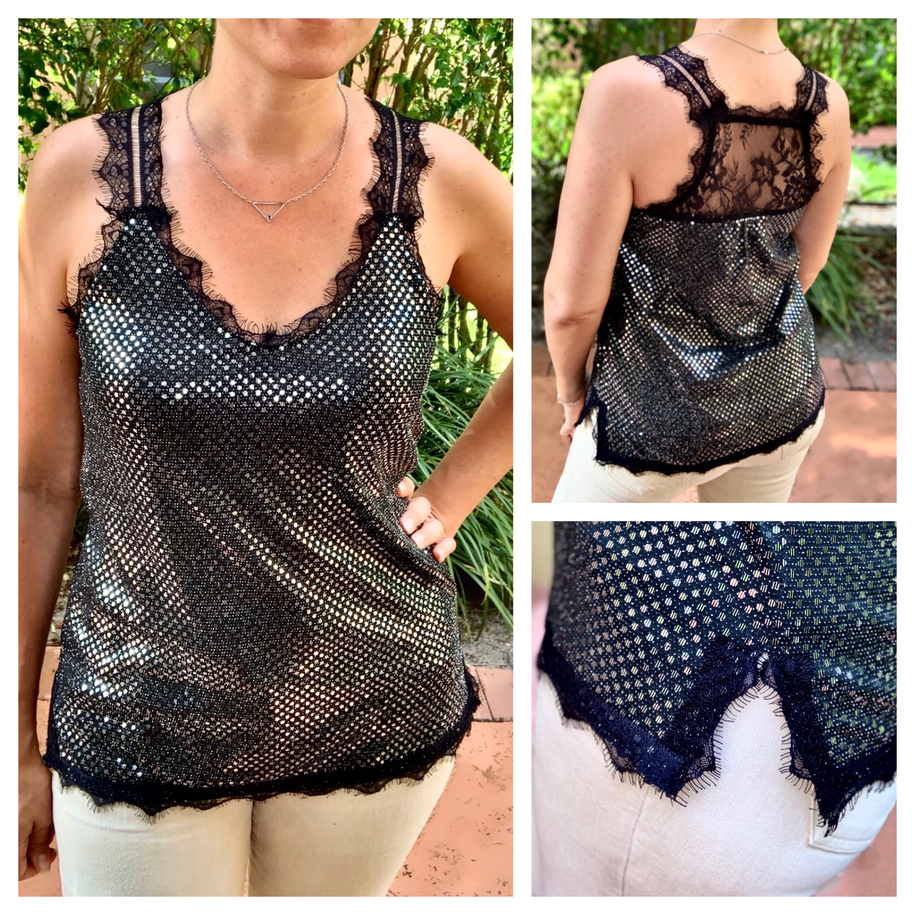 Sparkling Lace Detail Top