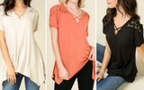 Lace Shoulder Crisscross V-neck Top