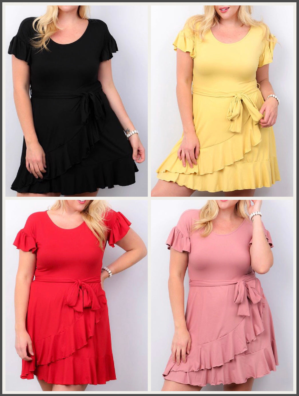 Ruffle Wrap Midi Dress