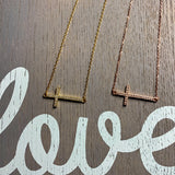 Cubic Zirconia Gold Vermeil Cross Necklace