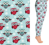 Christmas Happy Winter Owl Snowflake Ice Blue Soft Leggings