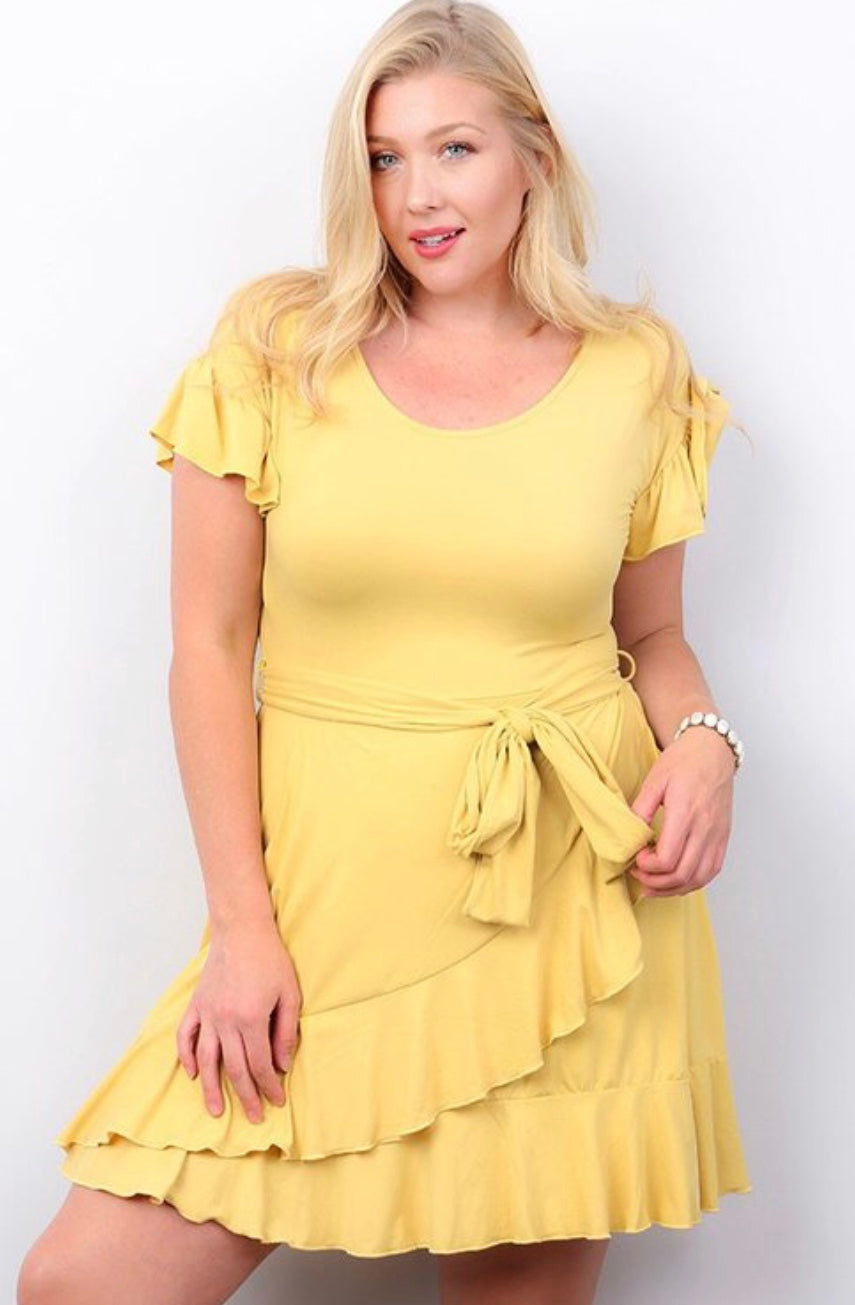 Ruffle Wrap Midi Dress