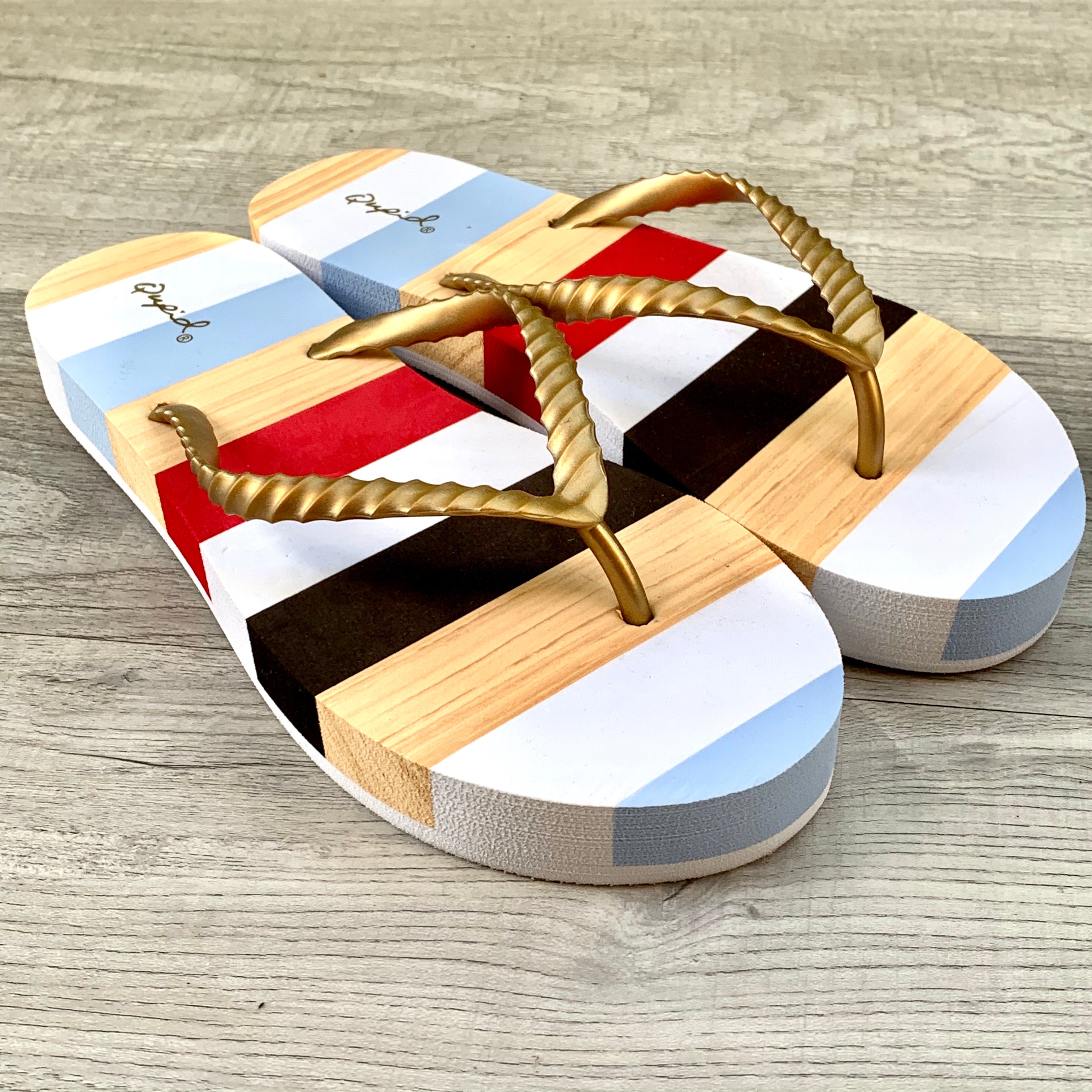 Gold Thong Stripe Sandal
