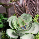 Rose Gold Vermeil Butterfly Necklace with Turquoise Stones 