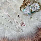 Double Heart 925 Sterling Silver Necklace 18"+2" | White CZ or Rose Gold Ruby Sapphire CZ | Dainty Gift for Her