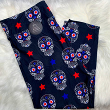 Americana Star Sugar Skull Capri Soft Leggings