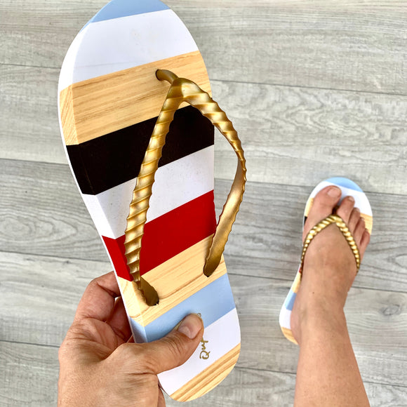 Gold Thong Stripe Sandal