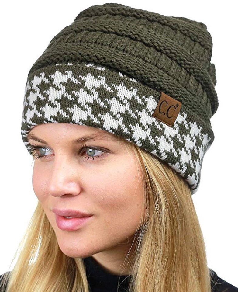 Houndstooth C.C. Beanie Knitted Hat