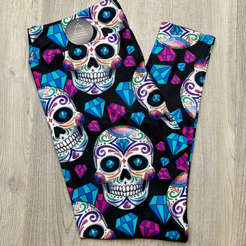 Diamond Sugar Skull Print Leggings