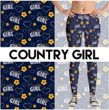 Country Girl Buttercup Hunting Fishing Blue Soft Leggings