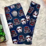 Galactic Sugar Skull Leggings - Dark Side-Inspired Soft Stretch Comfort