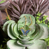 Yellow Gold Vermeil Butterfly Necklace with Turquoise Stones 