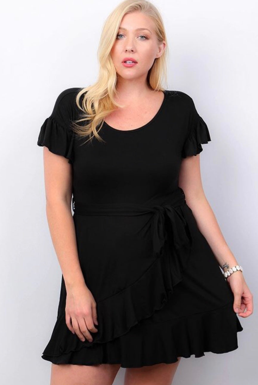 Ruffle Wrap Midi Dress
