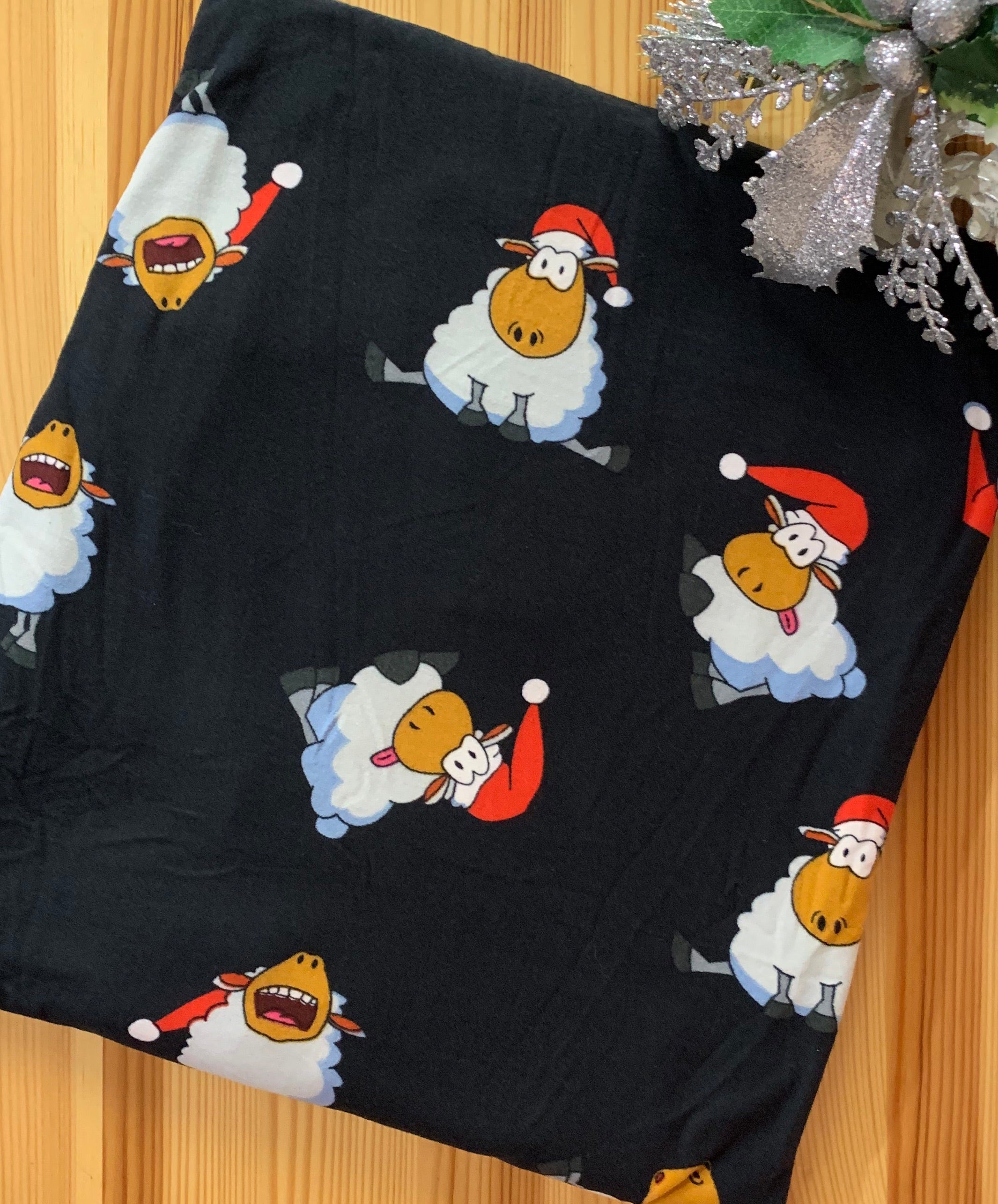 Santa Sheep Print Soft Leggings