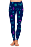 Blue & Pink Frozen Snowflake Christmas Soft Leggings