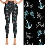 Jesus Is My Anchor Print Soft Black Leggings