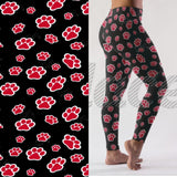 Red Paw Prints Leggings with Pocket in Waist Band