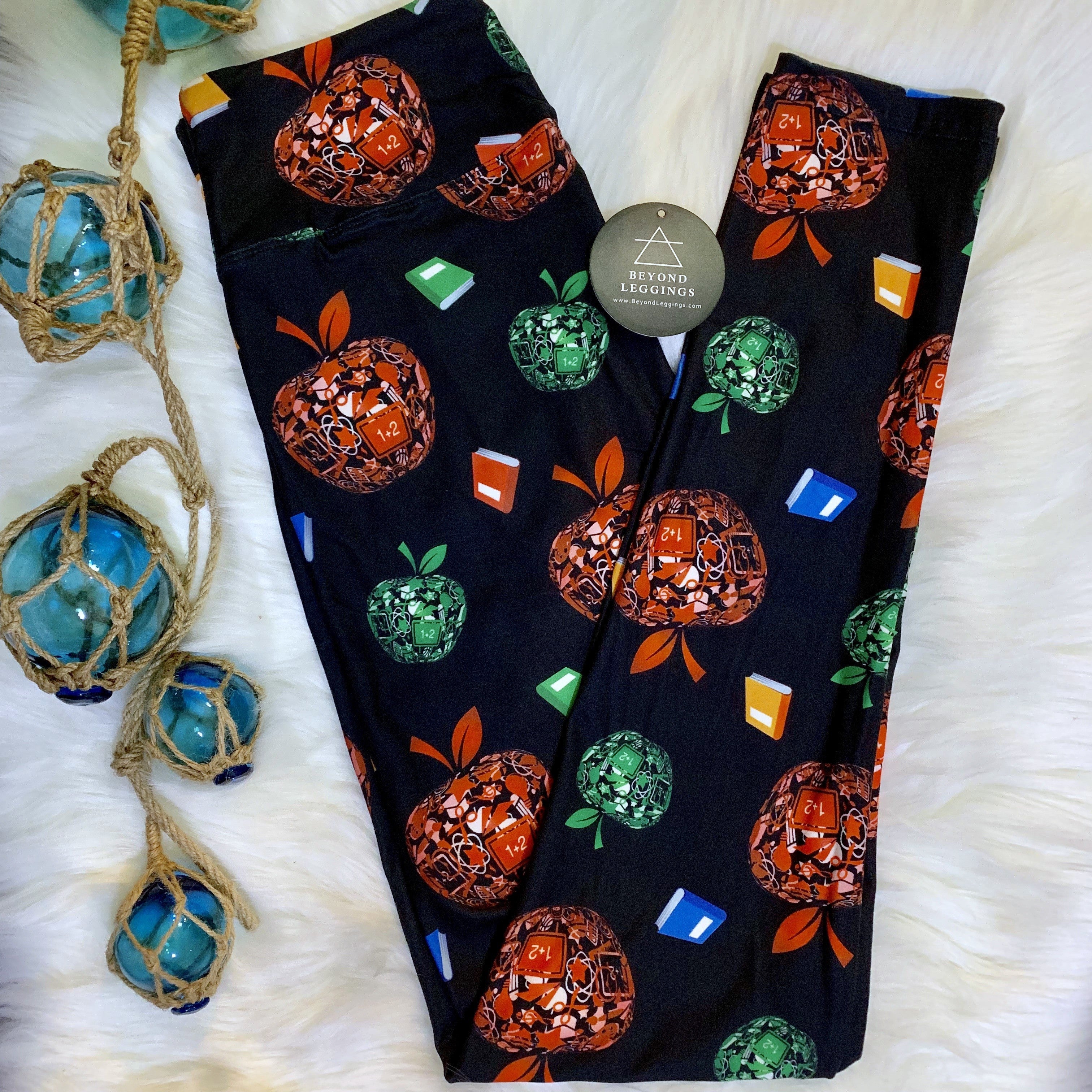 Apple For The Teacher Print Soft Stretchy Leggings